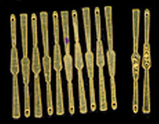 Dollhouse Miniature Brass Fan Sticks W/2 Guards 12Pcs.